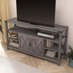 Console multimédia Merrick Lane avec rangements ouverts et fermés