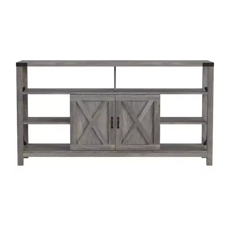 Console multimédia Merrick Lane avec rangements ouverts et fermés