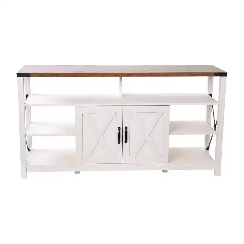 Console multimédia Merrick Lane avec rangements ouverts et fermés