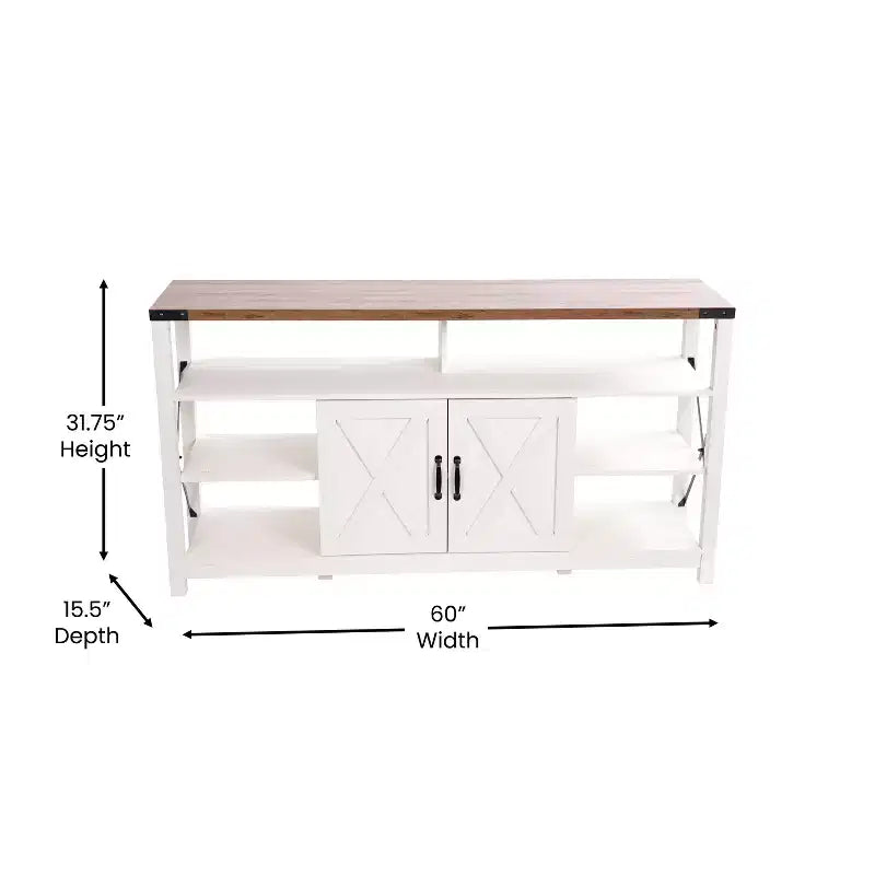 Console multimédia Merrick Lane avec rangements ouverts et fermés