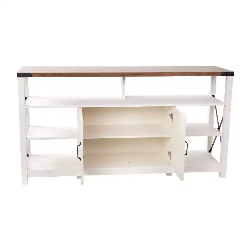 Console multimédia Merrick Lane avec rangements ouverts et fermés