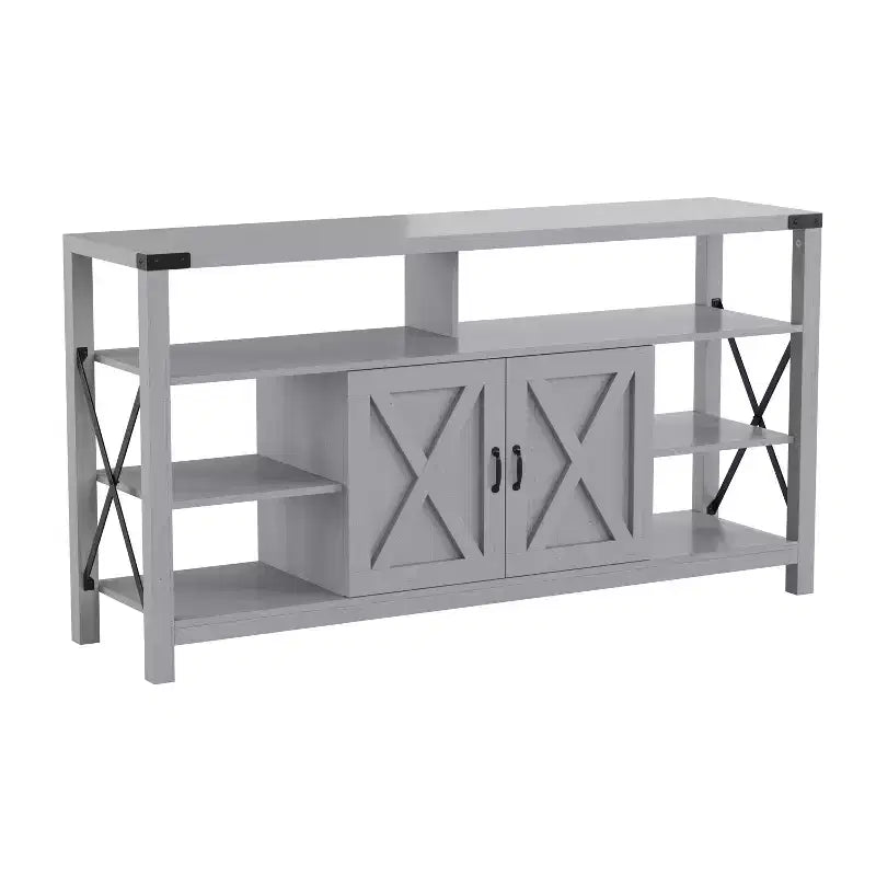 Console multimédia Merrick Lane avec rangements ouverts et fermés