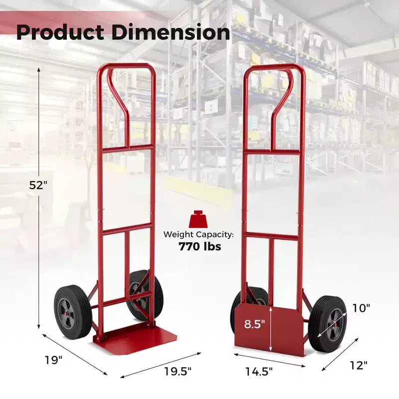 Chariot de manutention robuste Costway capacité 300 kg avec plaque nasale pliable Noir/Rouge
