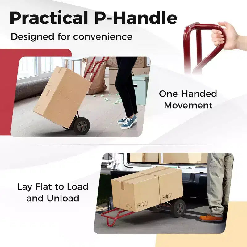 Chariot de manutention robuste Costway capacité 300 kg avec plaque nasale pliable Noir/Rouge