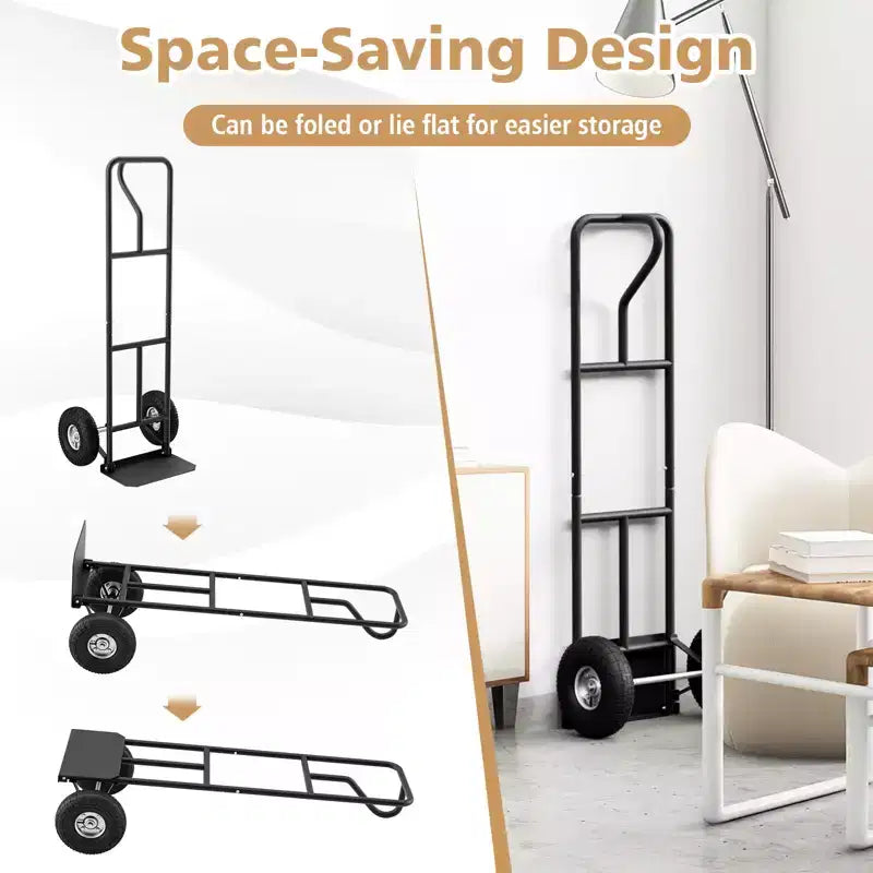 Chariot de manutention robuste Costway capacité 300 kg avec plaque nasale pliable Noir/Rouge
