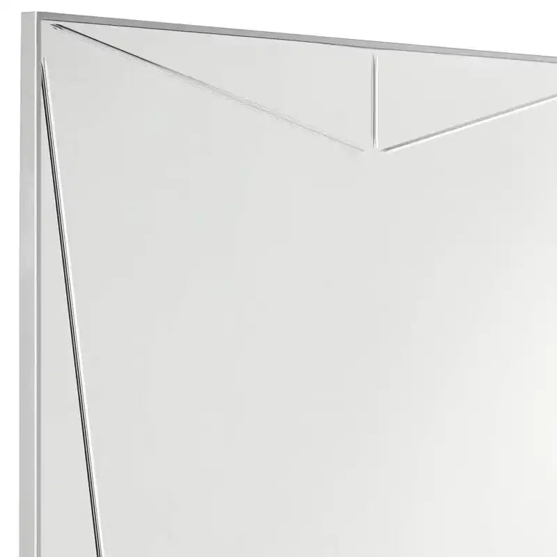 Miroir mural décoratif rectangulaire Possini Euro Design Relevei, cadre en bois et métal argenté moderne, 66 cm de large, pour salle de bain, chambre à coucher ou intérieur.