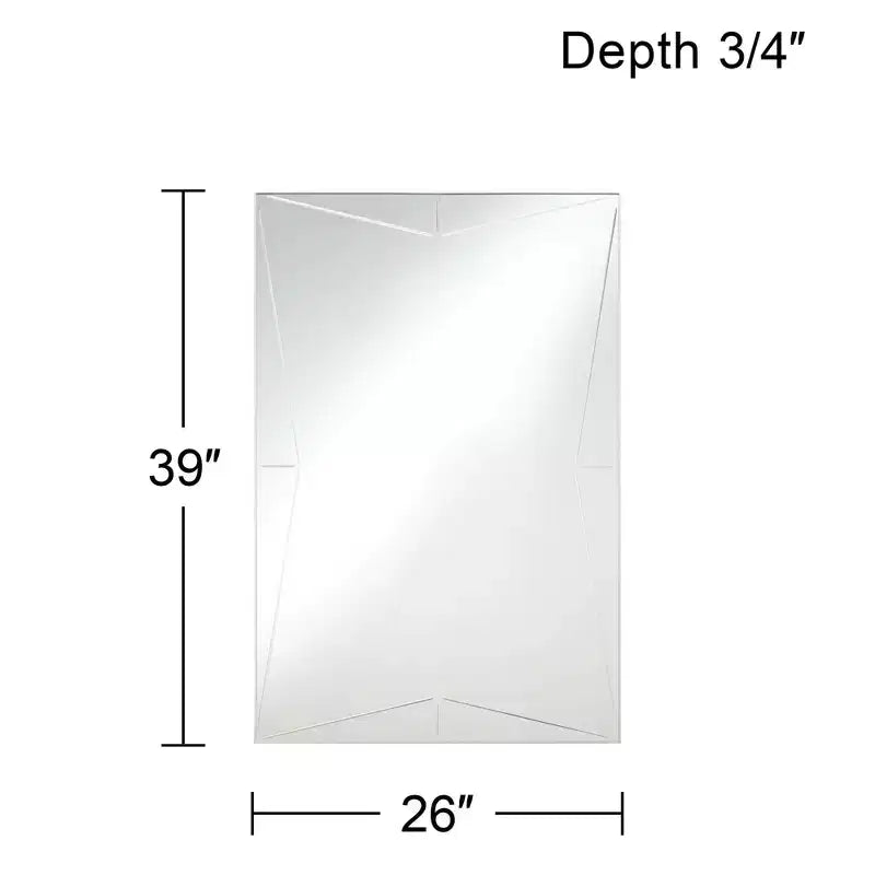 Miroir mural décoratif rectangulaire Possini Euro Design Relevei, cadre en bois et métal argenté moderne, 66 cm de large, pour salle de bain, chambre à coucher ou intérieur.