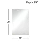 Miroir mural décoratif rectangulaire Possini Euro Design Relevei, cadre en bois et métal argenté moderne, 66 cm de large, pour salle de bain, chambre à coucher ou intérieur.