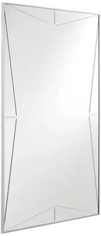 Miroir mural décoratif rectangulaire Possini Euro Design Relevei, cadre en bois et métal argenté moderne, 66 cm de large, pour salle de bain, chambre à coucher ou intérieur.