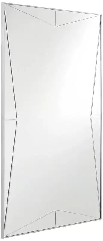 Miroir mural décoratif rectangulaire Possini Euro Design Relevei, cadre en bois et métal argenté moderne, 66 cm de large, pour salle de bain, chambre à coucher ou intérieur.