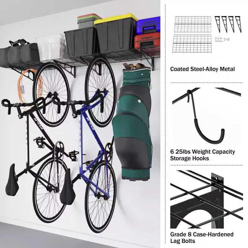 Support à vélos robuste avec 6 crochets - Capacité de rangement pour 4 vélos par Rad Sportz
