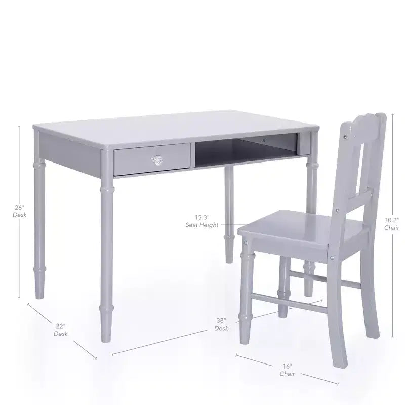 Guidecraft Dahlia - Ensemble bureau et chaise pour enfants : bureau d'étude en bois avec tiroir de rangement et chaise pour filles | Ensemble bureau pour chambre d'enfant