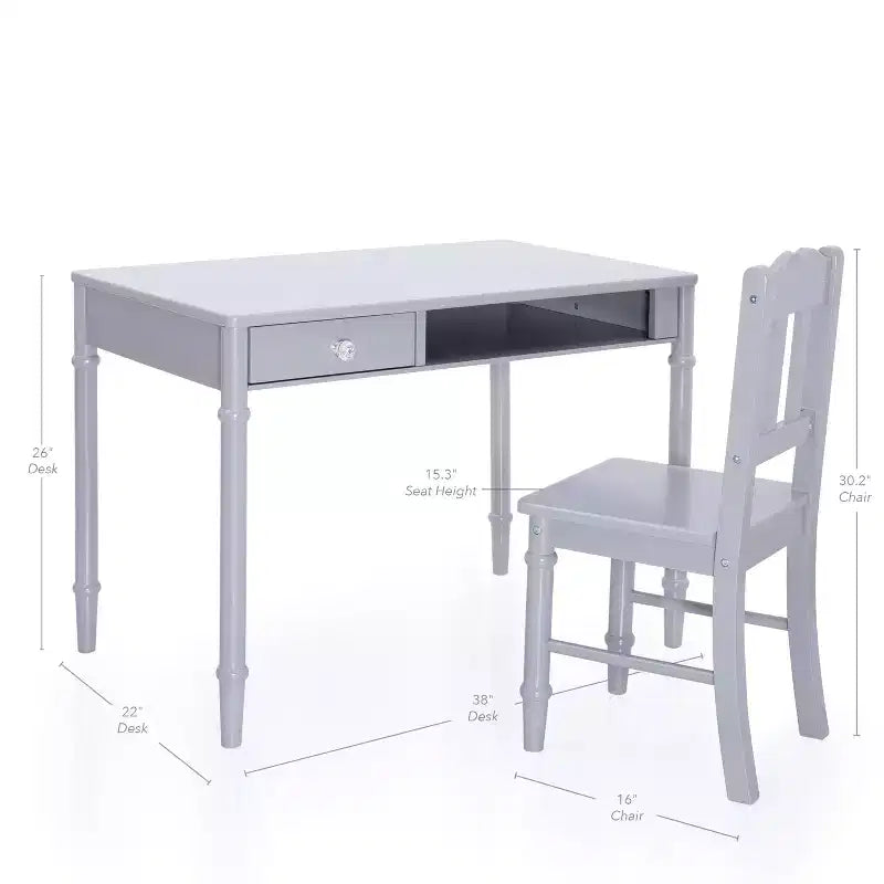 Guidecraft Dahlia - Ensemble bureau et chaise pour enfants : bureau d'étude en bois avec tiroir de rangement et chaise pour filles | Ensemble bureau pour chambre d'enfant