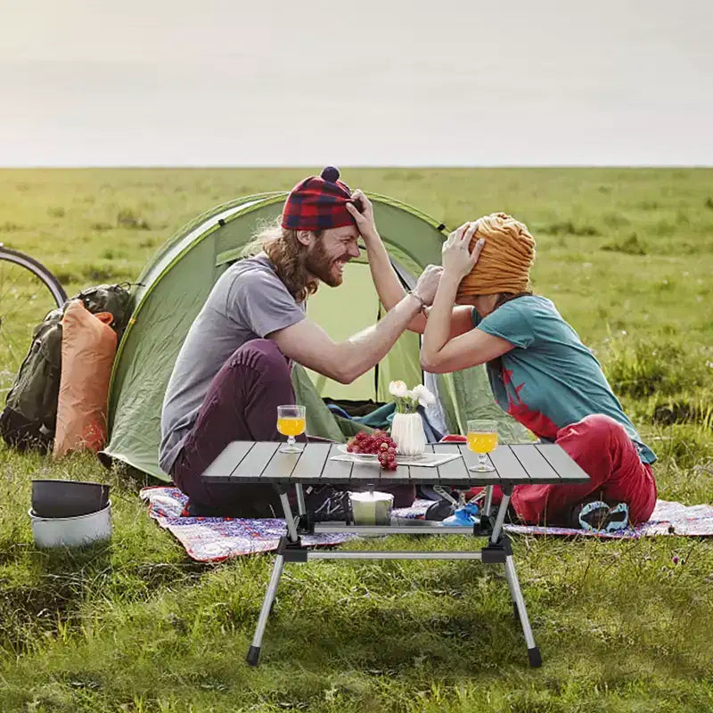 Table de camping robuste en aluminium Costway, table de pique-nique pliante d'extérieur avec sac de transport