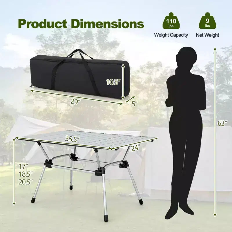 Table de camping robuste en aluminium Costway, table de pique-nique pliante d'extérieur avec sac de transport