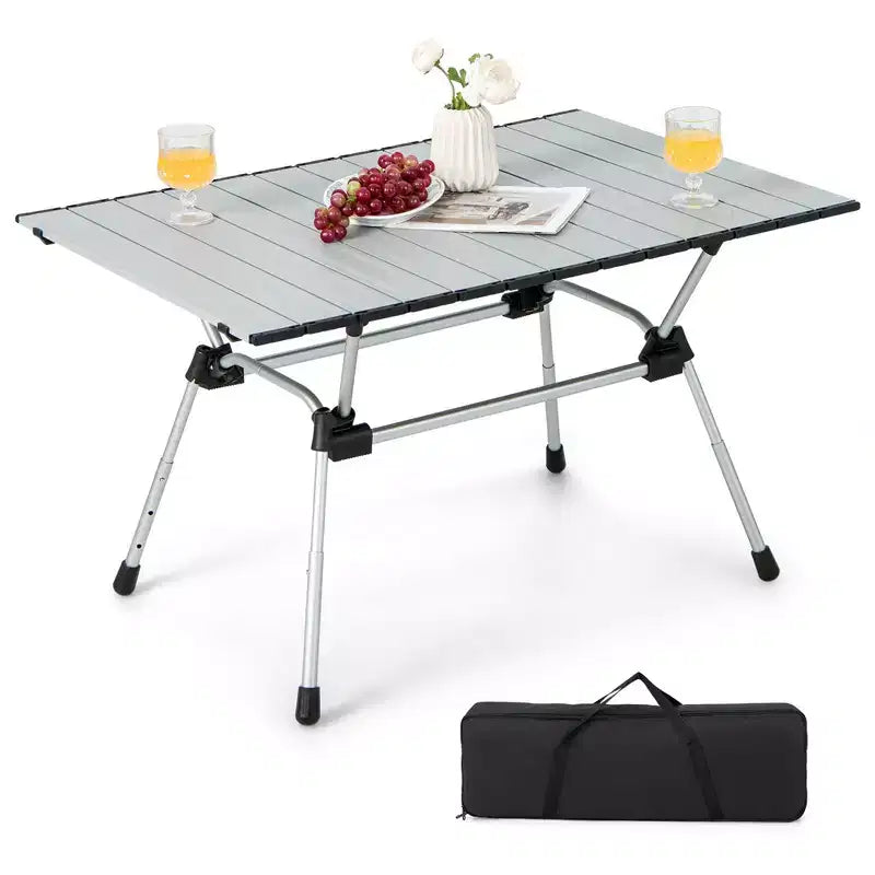 Table de camping robuste en aluminium Costway, table de pique-nique pliante d'extérieur avec sac de transport