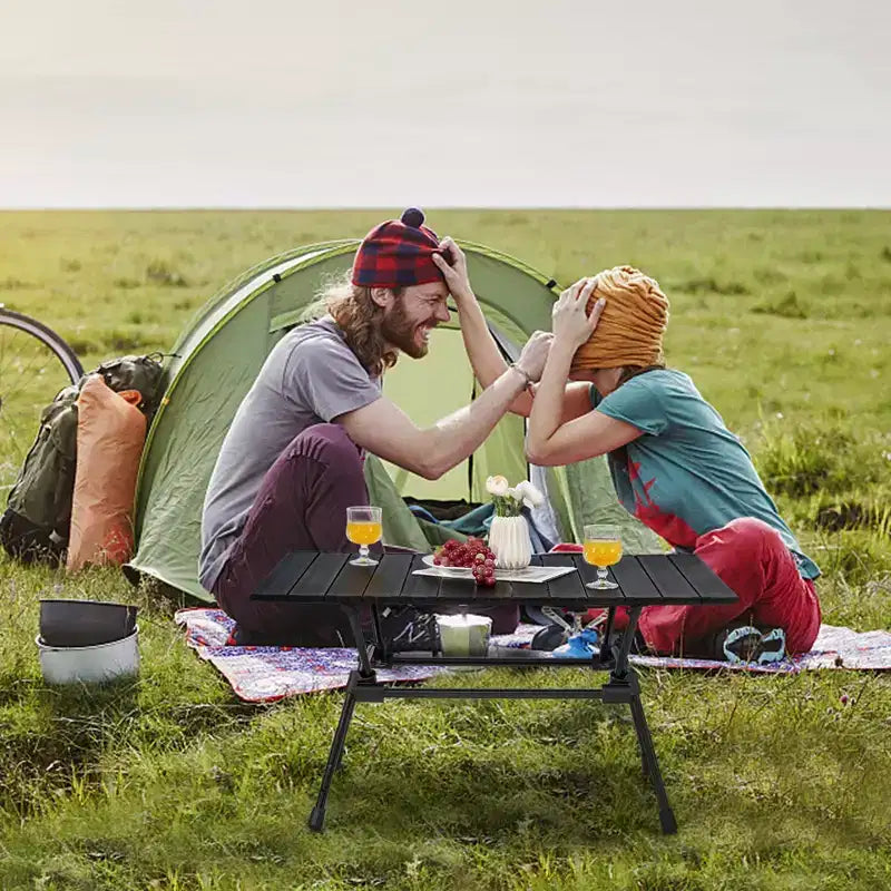 Table de camping robuste en aluminium Costway, table de pique-nique pliante d'extérieur avec sac de transport