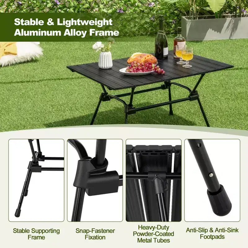 Table de camping robuste en aluminium Costway, table de pique-nique pliante d'extérieur avec sac de transport