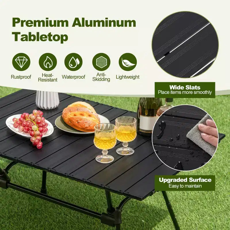 Table de camping robuste en aluminium Costway, table de pique-nique pliante d'extérieur avec sac de transport