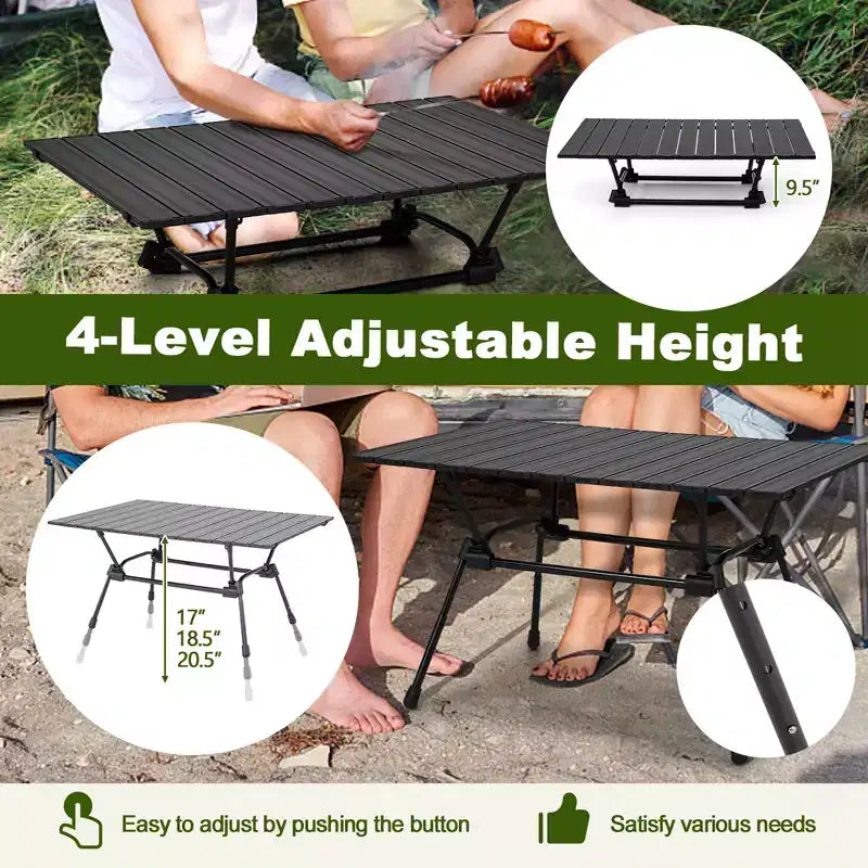 Table de camping robuste en aluminium Costway, table de pique-nique pliante d'extérieur avec sac de transport