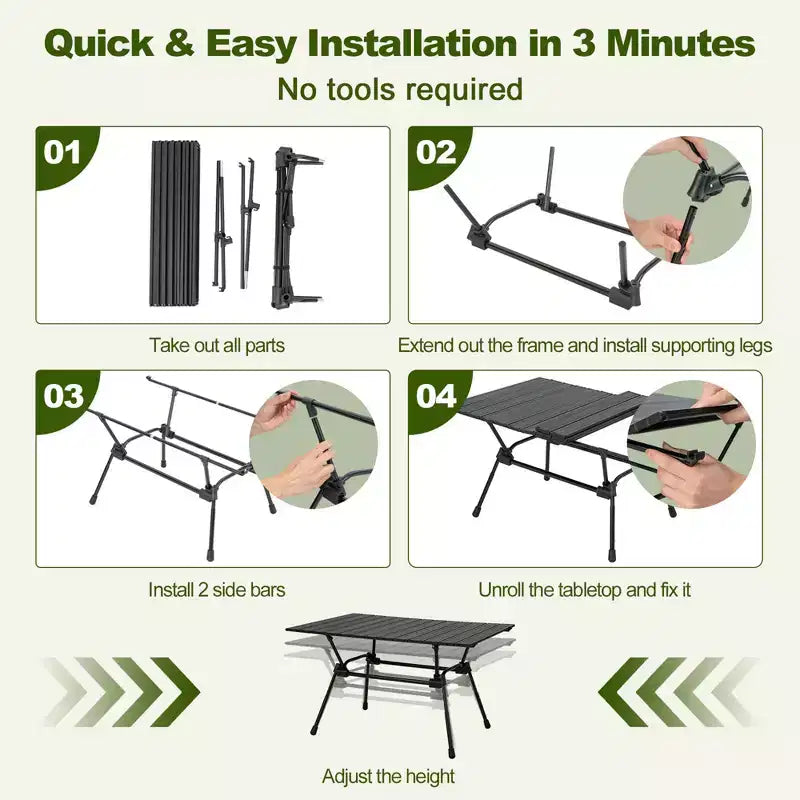 Table de camping robuste en aluminium Costway, table de pique-nique pliante d'extérieur avec sac de transport