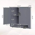 Armoire de salle de bain murale Costway avec barre porte-serviettes marron/gris