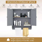 Armoire de salle de bain murale Costway avec barre porte-serviettes marron/gris