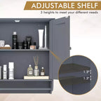 Armoire de salle de bain murale Costway avec barre porte-serviettes marron/gris