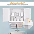 Armoire de salle de bain murale Costway avec barre porte-serviettes marron/gris