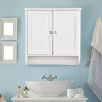 Armoire de salle de bain murale Costway avec barre porte-serviettes marron/gris