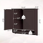 Armoire de salle de bain murale Costway avec barre porte-serviettes marron/gris