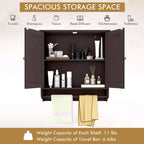 Armoire de salle de bain murale Costway avec barre porte-serviettes marron/gris