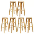 PJ Wood Classic Round Seat 29 Tall Kitchen Counter Stools, Natural (Set of 6)