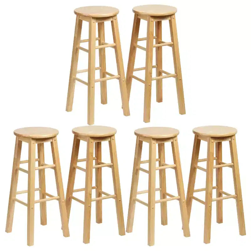 PJ Wood Classic Round Seat 29 Tall Kitchen Counter Stools, Natural (Set of 6)