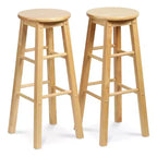 Tabourets de bar ronds classiques PJ Wood, hauteur 74 cm, naturels (lot de 6)