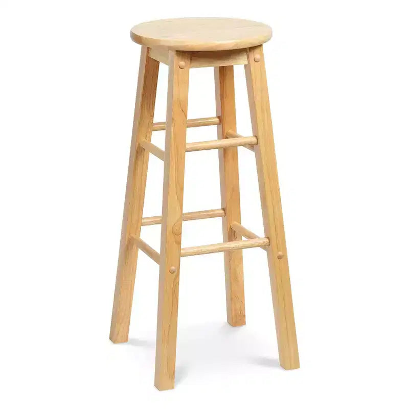 Tabourets de bar ronds classiques PJ Wood, hauteur 74 cm, naturels (lot de 6)