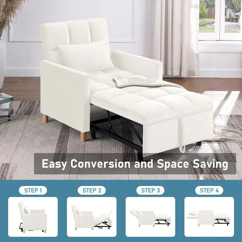 Aukfa Sleeper Chair Bed Convertible Single Sofa Chair with Pillow