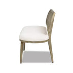 Banquette canapé rembourrée Havana 42 en rotin de canne, bouclé blanc ivoire