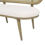 Banquette canapé rembourrée Havana 42 en rotin de canne, bouclé blanc ivoire
