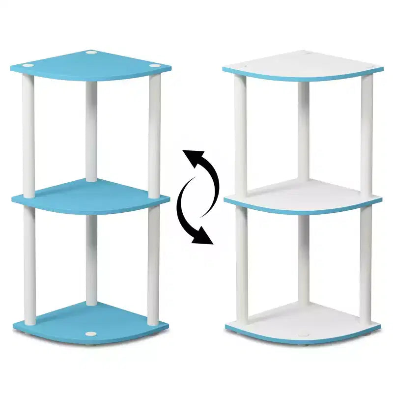Étagère d'angle 3 niveaux Furinno, présentoir multi-usage, bibliothèque échelle industrielle