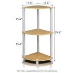 Étagère d'angle 3 niveaux Furinno, présentoir multi-usage, bibliothèque échelle industrielle