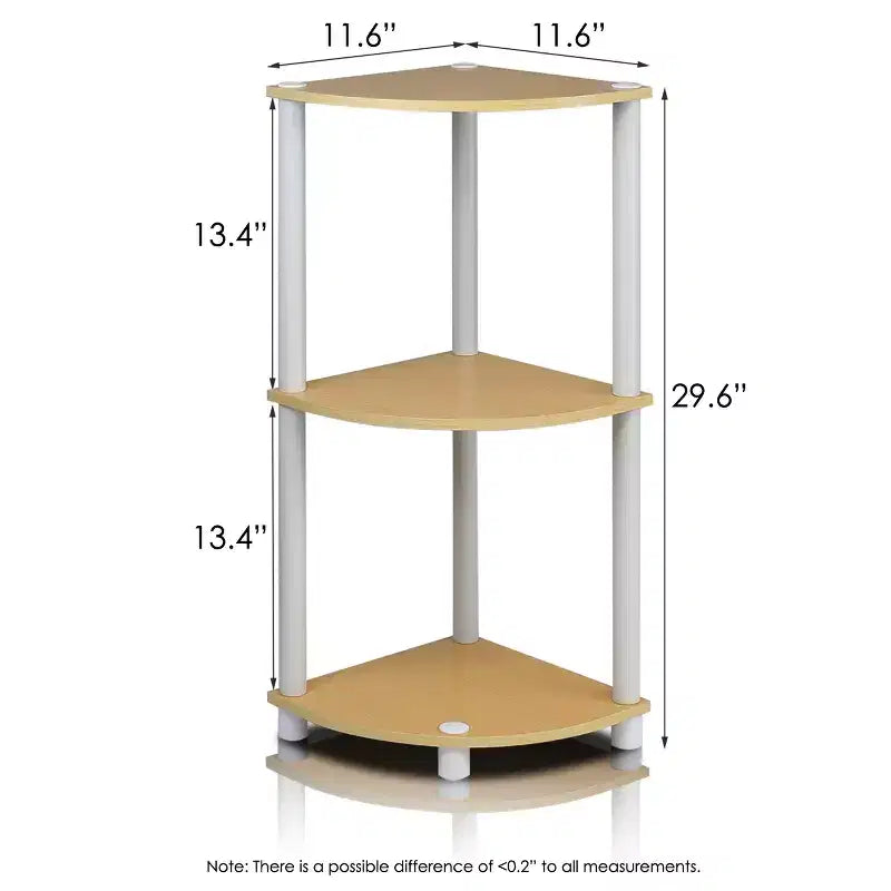 Étagère d'angle 3 niveaux Furinno, présentoir multi-usage, bibliothèque échelle industrielle