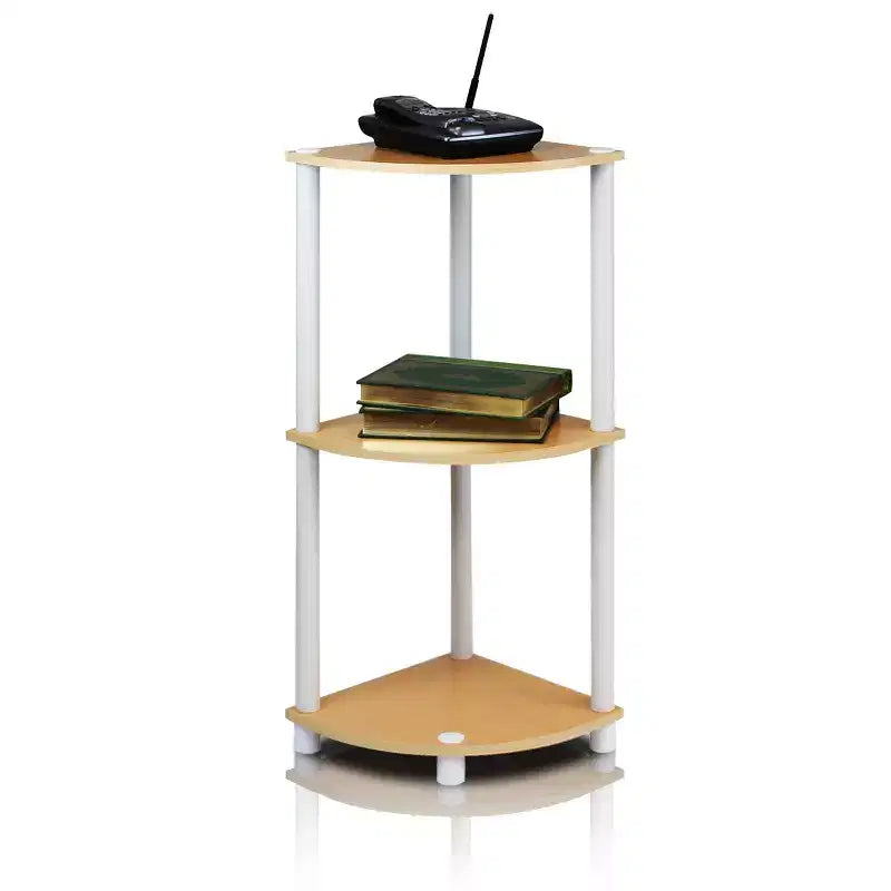 Étagère d'angle 3 niveaux Furinno, présentoir multi-usage, bibliothèque échelle industrielle