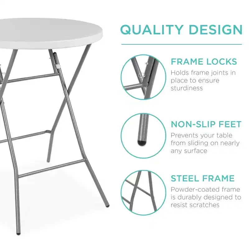 Table pliante à hauteur de bar Best Choice Products 81 cm, accessoire intérieur extérieur avec plateau épais, capacité de 150 kg