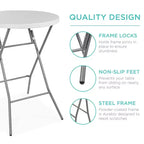 Table pliante à hauteur de bar Best Choice Products 81 cm, accessoire intérieur extérieur avec plateau épais, capacité de 150 kg