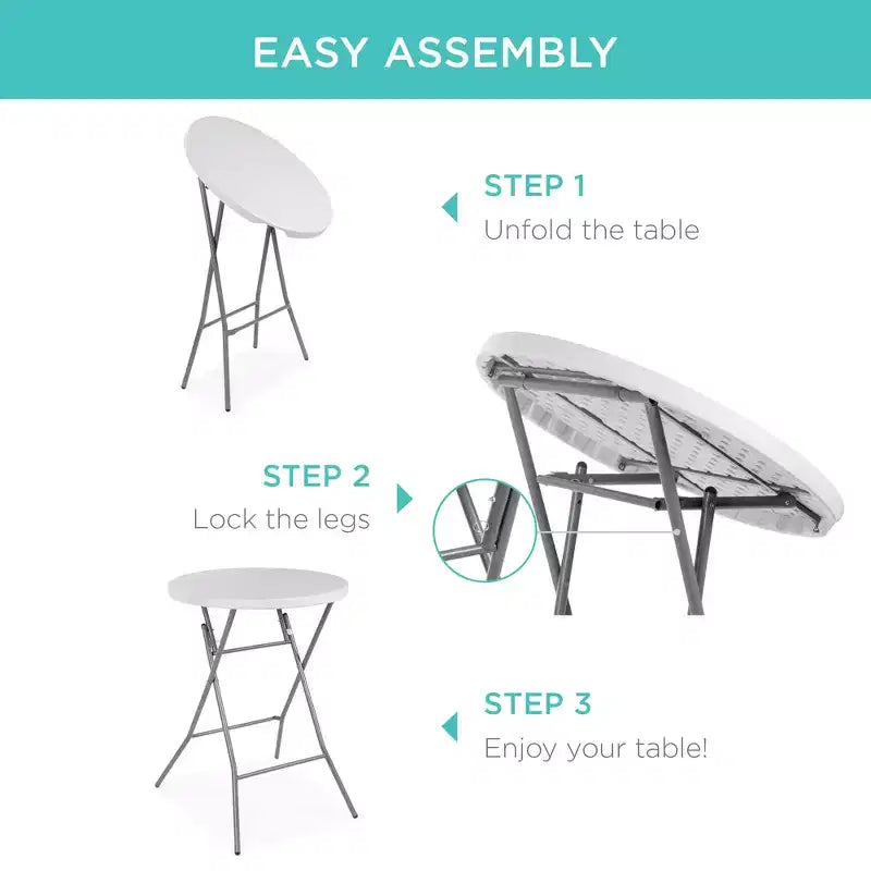 Table pliante à hauteur de bar Best Choice Products 81 cm, accessoire intérieur extérieur avec plateau épais, capacité de 150 kg