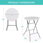 Table pliante à hauteur de bar Best Choice Products 81 cm, accessoire intérieur extérieur avec plateau épais, capacité de 150 kg
