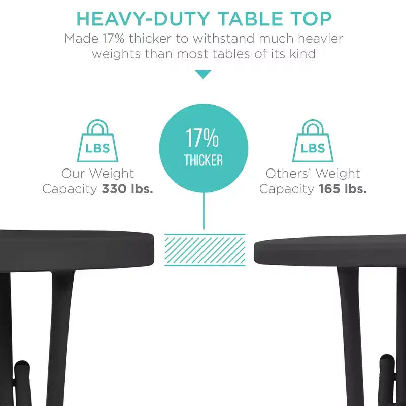 Table pliante à hauteur de bar Best Choice Products 81 cm, accessoire intérieur extérieur avec plateau épais, capacité de 150 kg