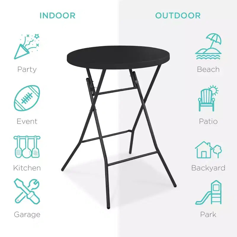 Table pliante à hauteur de bar Best Choice Products 81 cm, accessoire intérieur extérieur avec plateau épais, capacité de 150 kg
