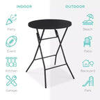 Table pliante à hauteur de bar Best Choice Products 81 cm, accessoire intérieur extérieur avec plateau épais, capacité de 150 kg